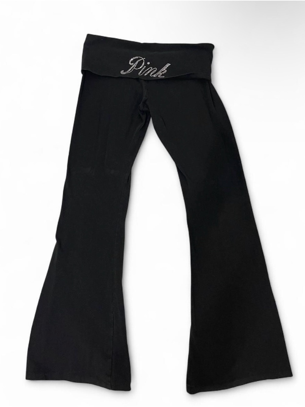 PINK Victoria's Secret Girls' Black Flare Yoga Pants with Rhinestone Logo